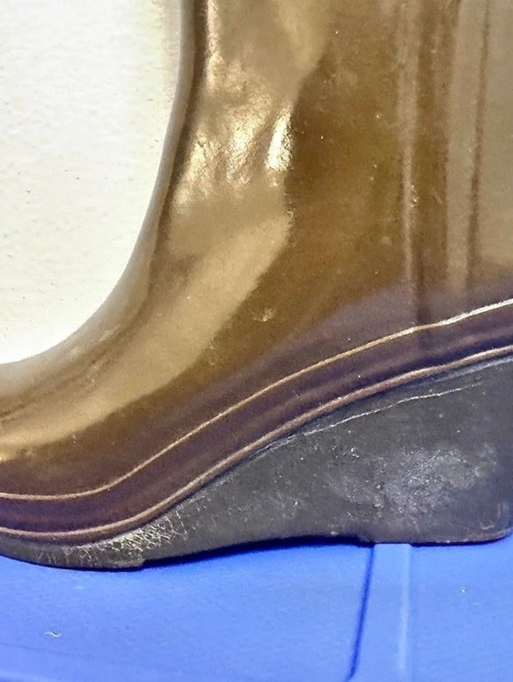 Hunter Original Refined Mid Wedge Tall Gloss Rain Boots Brown EU 37 - Picture 6 of 11
